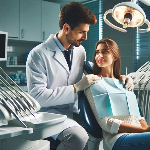 dentista y paciente en consulto dentista